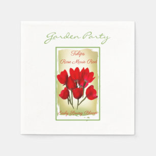 Red Tulip Watercolor Paper Napkins