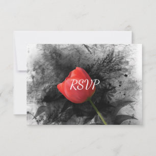 Red Tulip Wedding Reception RSVP Invitation