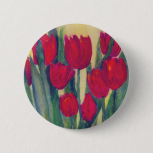 Red Tulips 6 Cm Round Badge