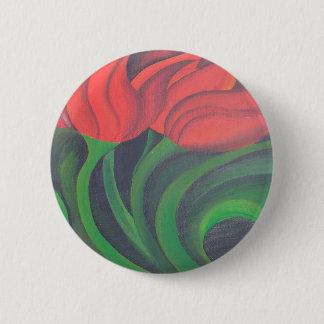 Red Tulips Abstract Art 6 Cm Round Badge