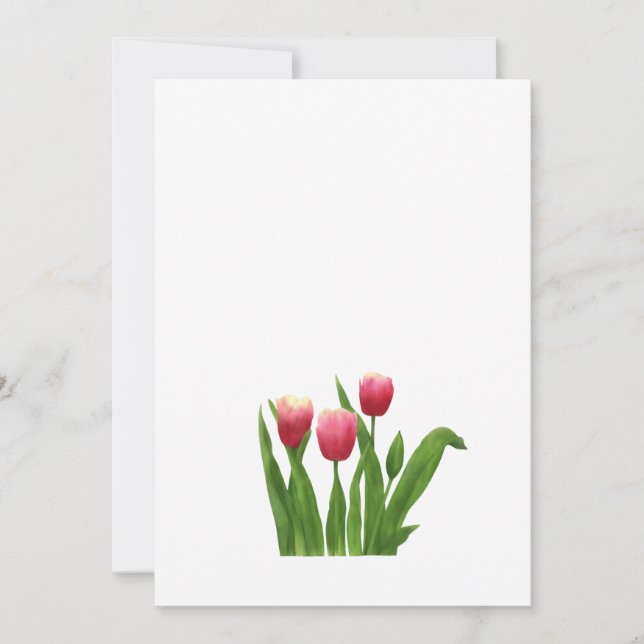 Red Tulips and Greenery Holiday Card (Front)