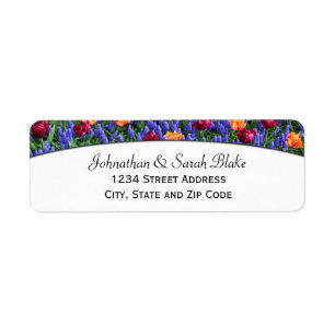 Red Tulips and Purple Flower Return Address Labels