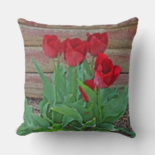 Red Tulips Art Cushion