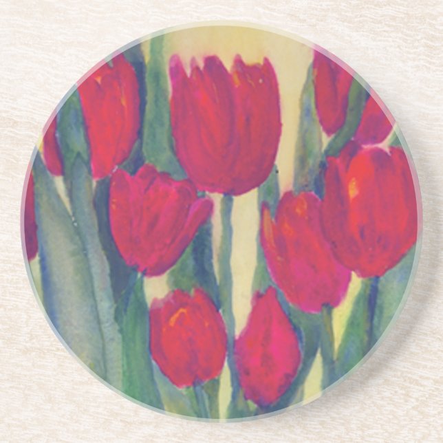 Red Tulips Coaster (Front)