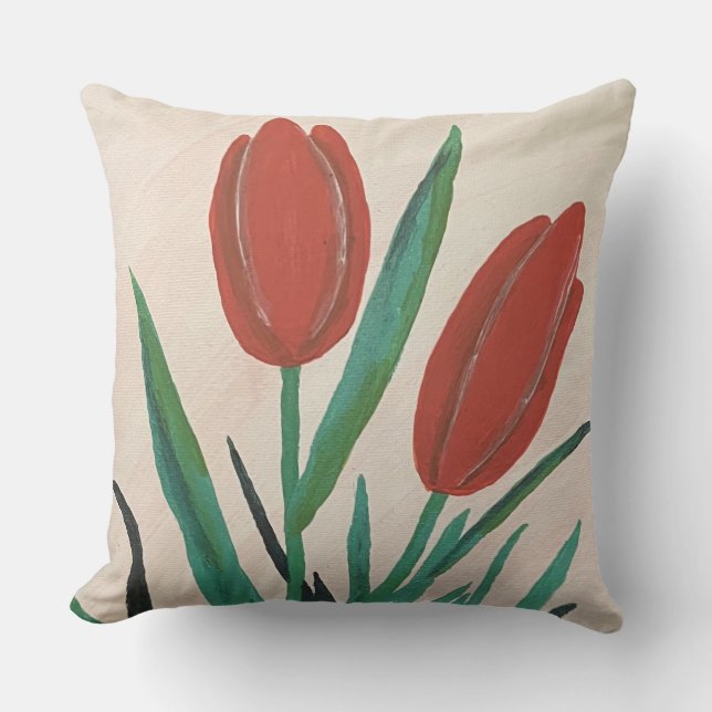 Red Tulips  Cushion (Front)
