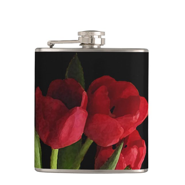 Red Tulips Flask (Front)