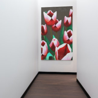 Red Tulips Floral Abstract Canvas Print