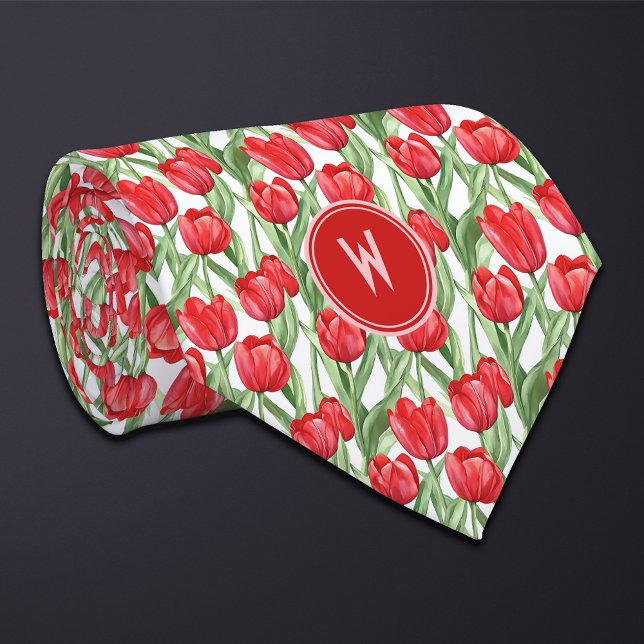 Red Tulips Floral  Tie (Creator Uploaded)