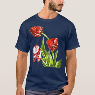Red tulips growing Spring flowers T-Shirt