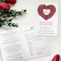Red tulips heart wedding all-in-one folded