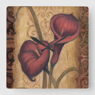 Red Tulips II Square Wall Clock