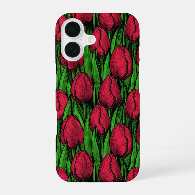 Red tulips iPhone 16 case (Back)