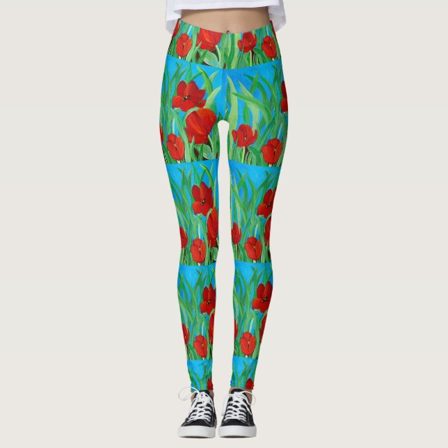 Red Tulips Leggings (Front)