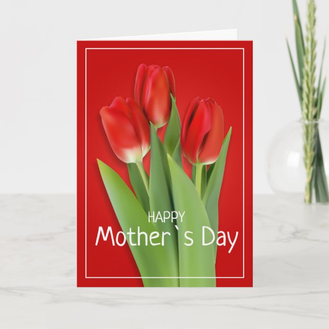 Red Tulips Mother's Day Card (Front)