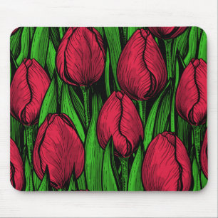 Red tulips mouse mat
