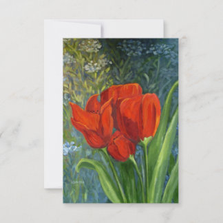 Red Tulips Note Card - Original Art - Blank Inside