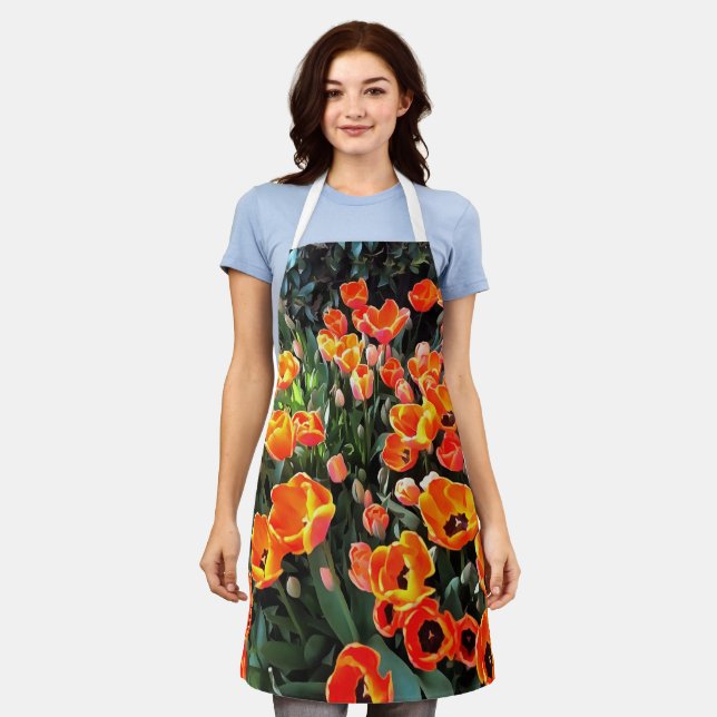 Red Tulips of Istanbul Apron (Worn)
