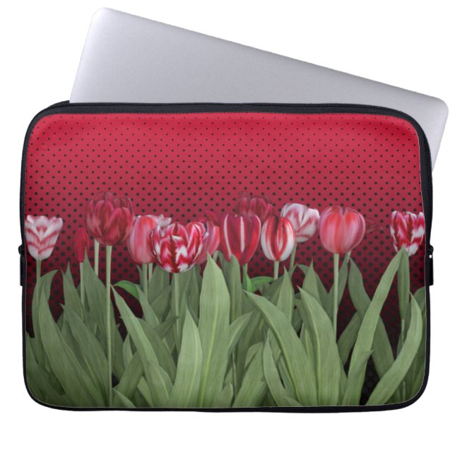 Red Tulips on Gradient Laptop Sleeve (Front)