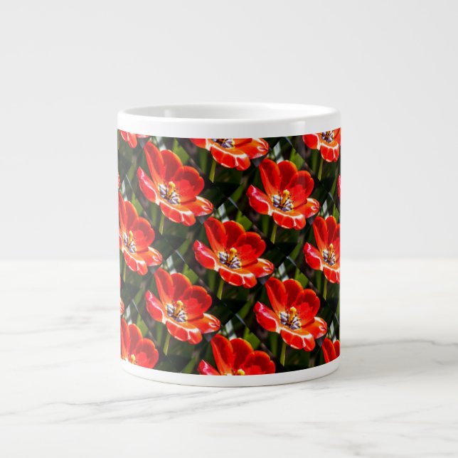 Red Tulips Pattern Large Coffee Mug (Front)