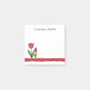 Red Tulips Personalised 3 x 3 Post-it Notes