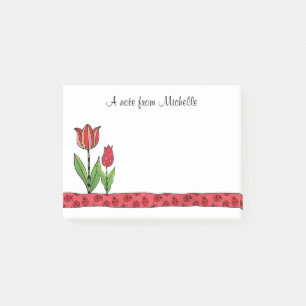 Red Tulips Personalised Post-it Notes
