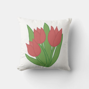 Red Tulips Pillow - 16 x 16 inch Toss Pillow
