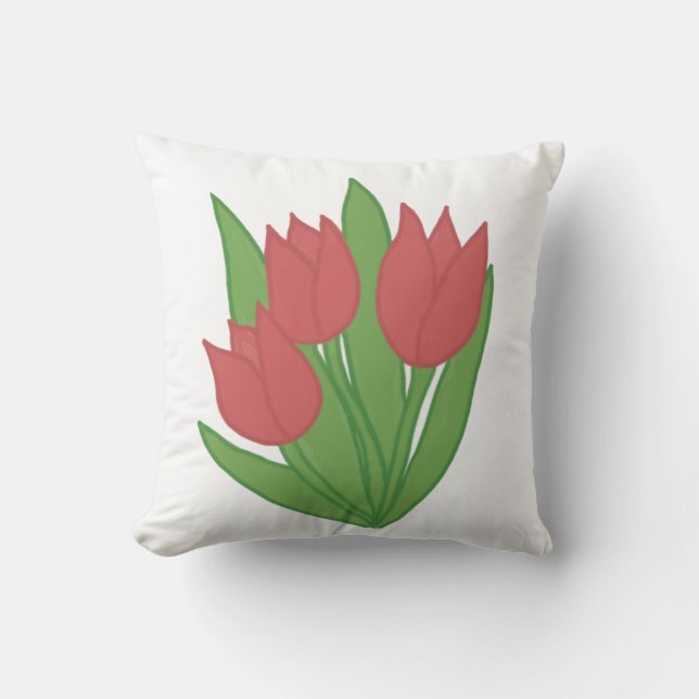 Red Tulips Pillow - 16 x 16 inch Toss Pillow (Front)
