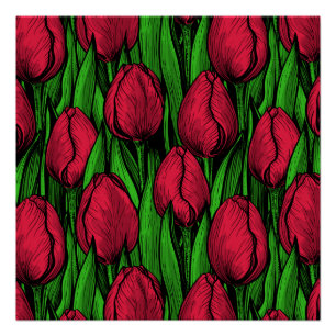 Red tulips poster
