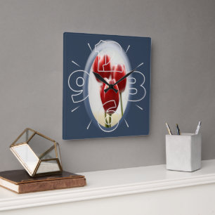 Red tulips square wall clock