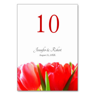 Red Tulips Table Number