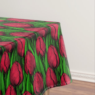Red tulips tablecloth