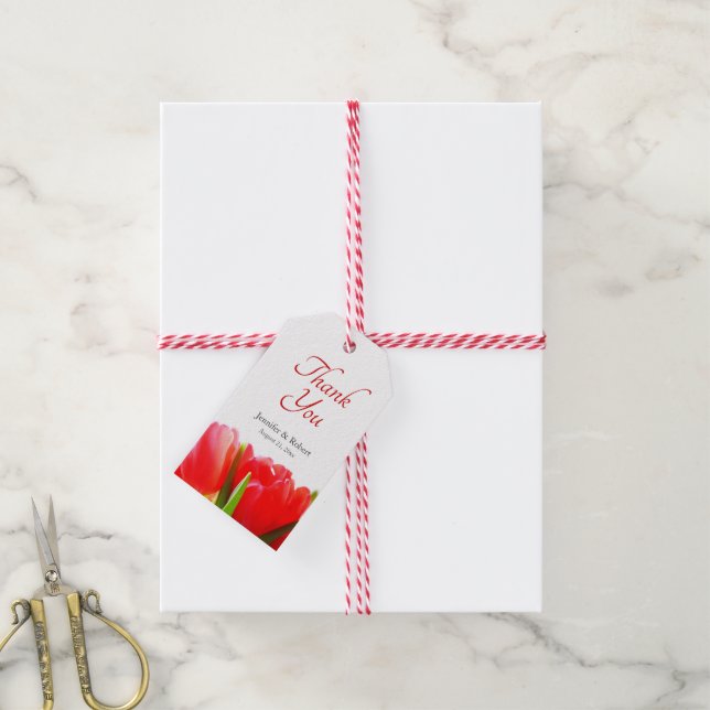 Red Tulips Thank You Gift Tag (With Twine)