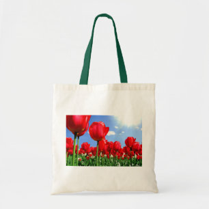 Red tulips tote bag