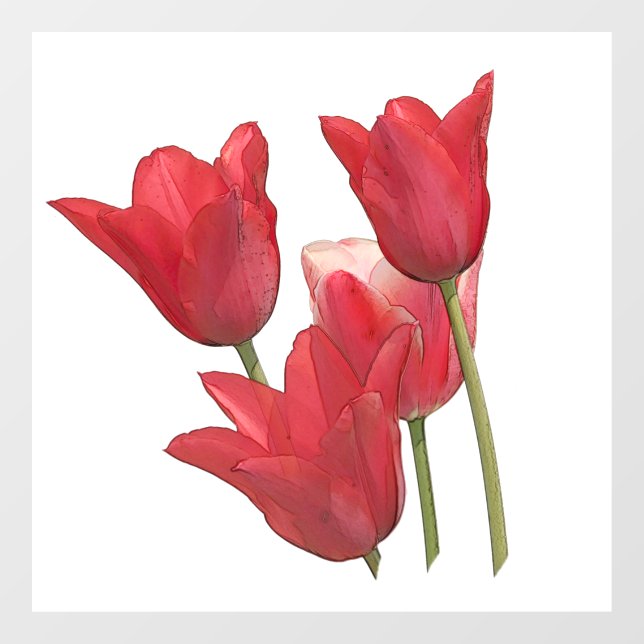 Red Tulips Window Cling (Sheet)