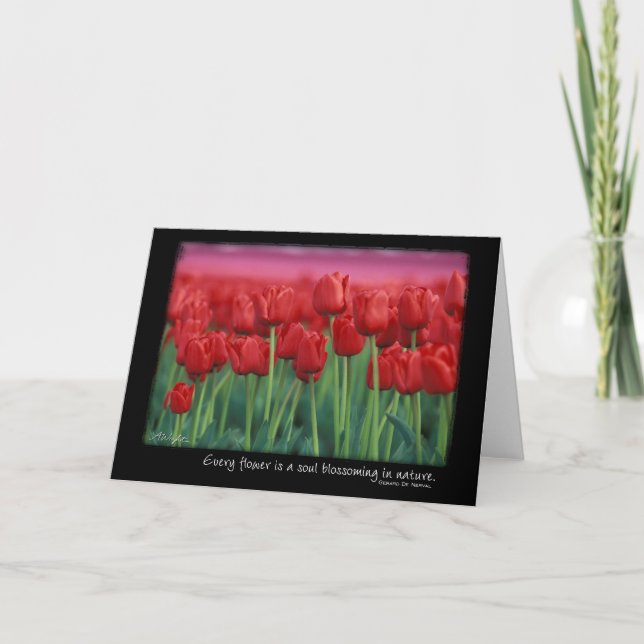 Red Tulips with Quote from Gerard DeNerval Card (Front)