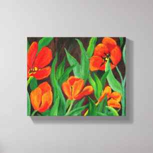 Red Tulips wrapped canvas