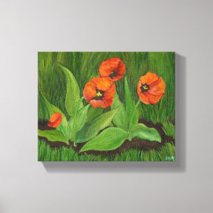 Red Tulips Wrapped Canvas