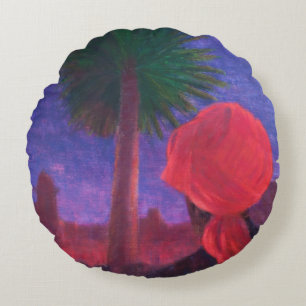 Red Turban dusk Jodhpur 2012 Round Cushion
