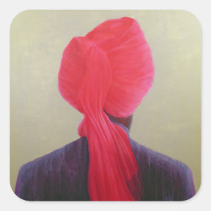 Red Turban Purple Jacket Square Sticker