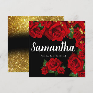 Red Turkish Roses will you be my girlfriend Card