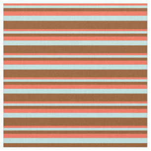 Red, Turquoise, and Brown Lines Fabric