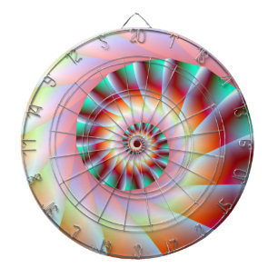 Red Turquoise and Pink Spiral Steps Dartboard