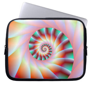 Red Turquoise and Pink Spiral Steps Laptop Sleeve