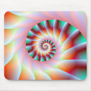 Red Turquoise and Pink Spiral Steps Mousepad