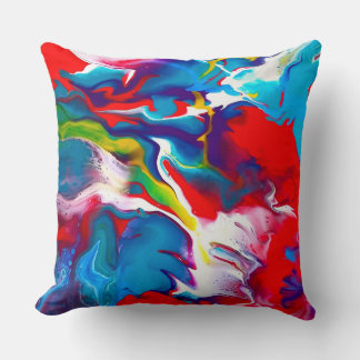 Red & Turquoise Artistic Cushion Cover