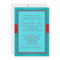 Red Turquoise Floral PRINTED Ribbon Wedding Invite