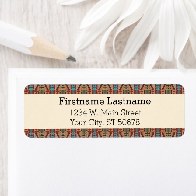 Red Turquoise Orange Brown Ethnic Pattern Art (Insitu)