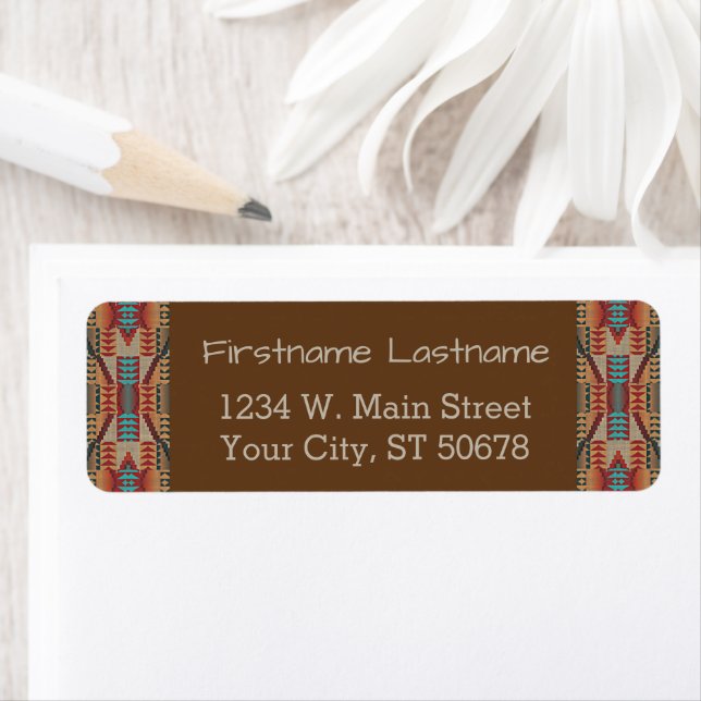 Red Turquoise Orange Brown Ethnic Pattern Art (Insitu)