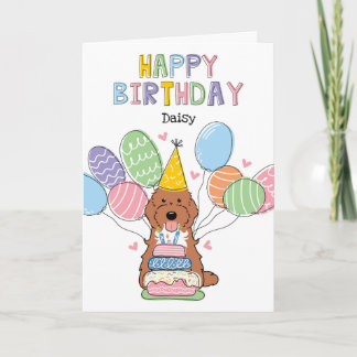 Red Tuxedo Cockapoo Cavapoo Dog Happy Birthday Card