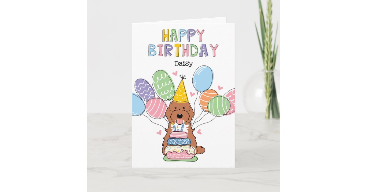 Red Tuxedo Cockapoo Cavapoo Dog Happy Birthday Card | Zazzle